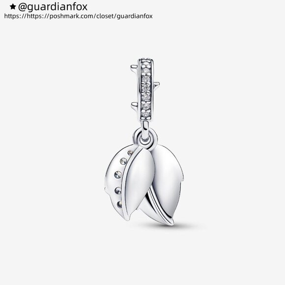 Pandora White Rose in Bloom Double Dangle Charm - Picture 3 of 7